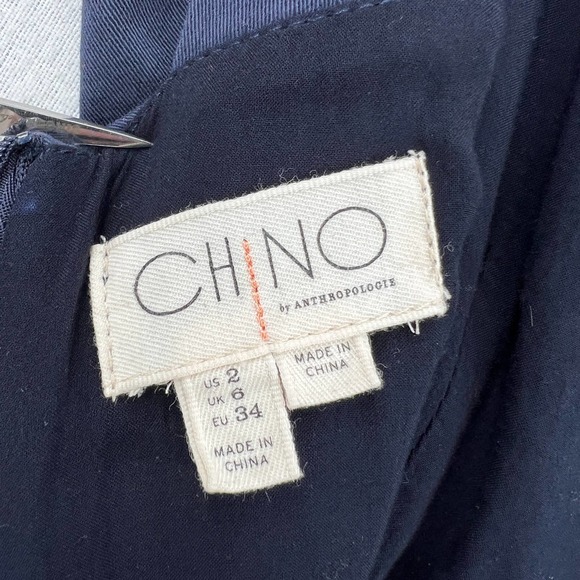 ANTHROPOLOGIE CHINO Jumpsuit Womens 2 Navy Blue Wrap Sleeveless Wide Leg Pockets - Picture 10 of 16